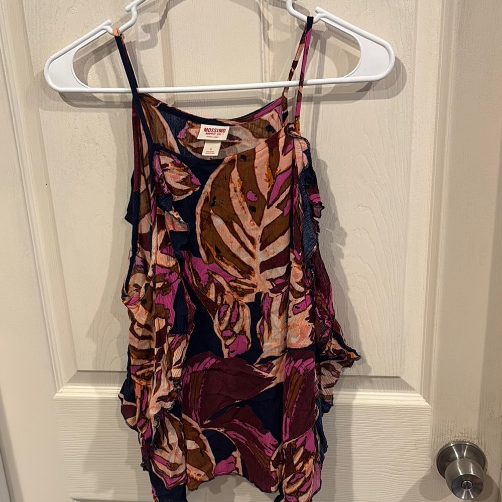 Mossimo Supply Co. Red and Tan Ruffled Camisole